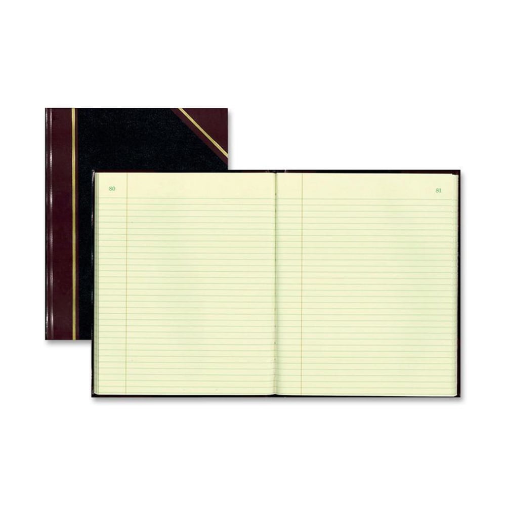 Rediform Black Texhide Cover Record Books - 150 Sheet(s) - Thread Sewn - 8.37in x 10.37in Sheet Size - Black - Green Sheet(s) - Brown, Green Print Color - Black Cover - Recycled - 1 Each (Min Order Qty 3) MPN:56211