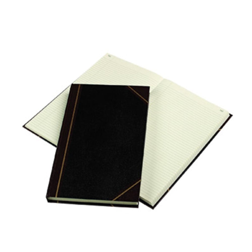 Rediform Texhide Cover Record Books with Margin - 300 Sheet(s) - Thread Sewn - 8 3/4in x 14 1/4in Sheet Size - Green Sheet(s) - Brown, Green Print Color - Black Cover - Recycled - 1 Each MPN:57131