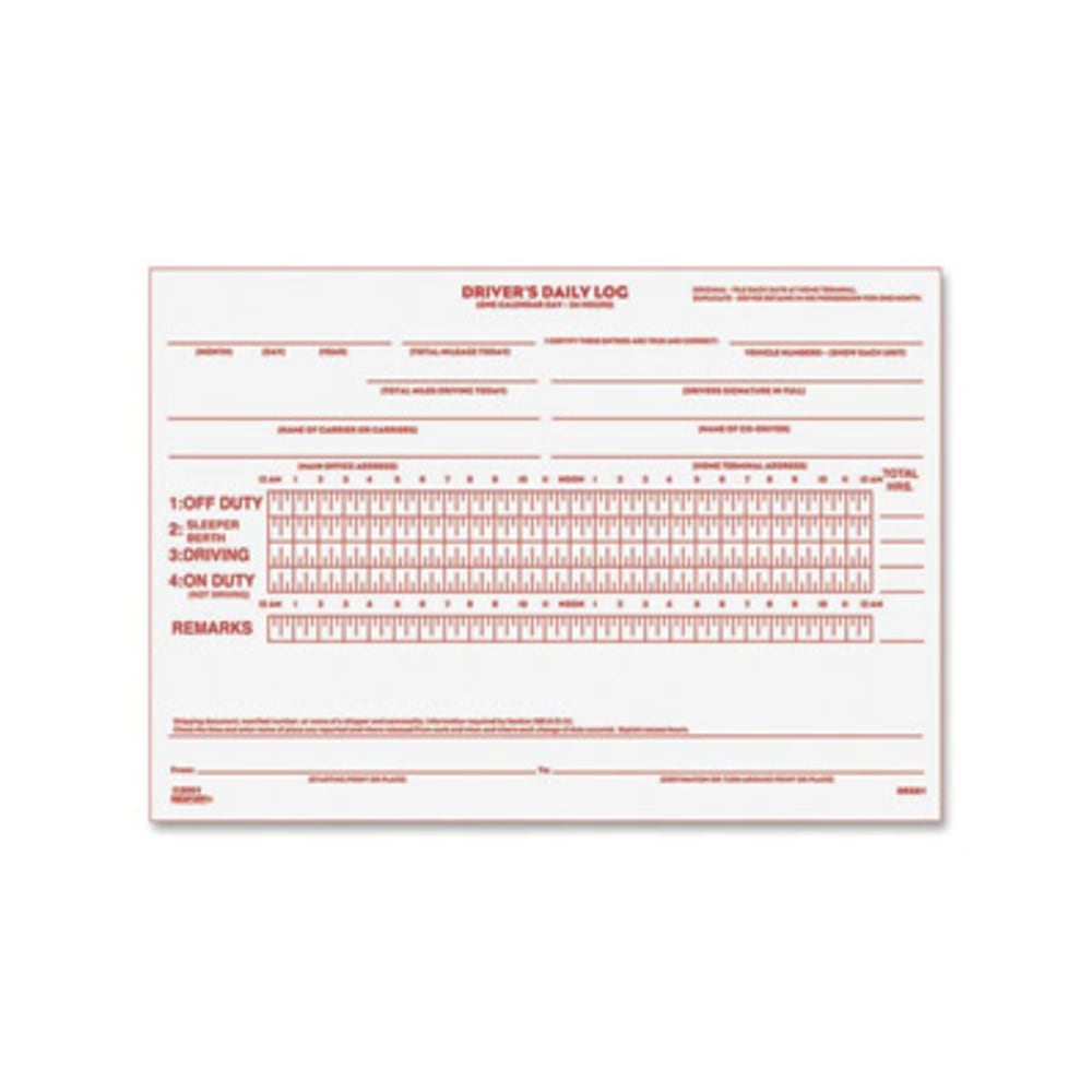 Rediform Drivers Daily Log Book - 31 Sheet(s) - Stapled - 2 Part - Carbon Copy - 7 7/8inx5 1/2in Sheet Size - White - White Sheet(s) - Recycled MPN:6K681