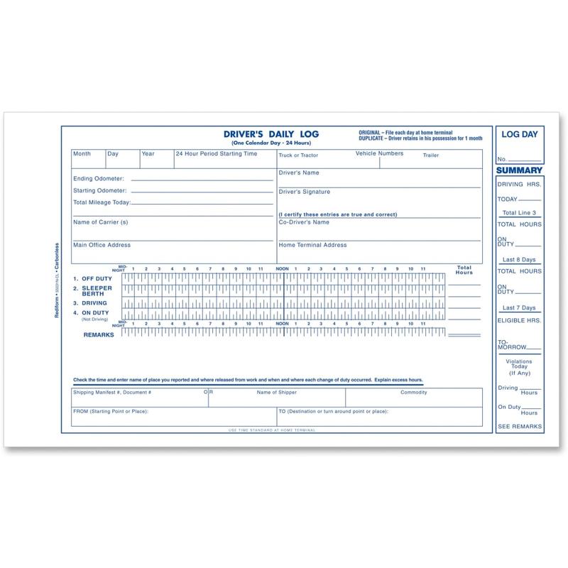 Rediform Carbonless 2-part Drivers Daily Log Book - 2 PartCarbonless Copy - 5.37in x 8.75in Form Size - White - Black Print Color - Recycled - 1 / Each MPN:S5031NCL