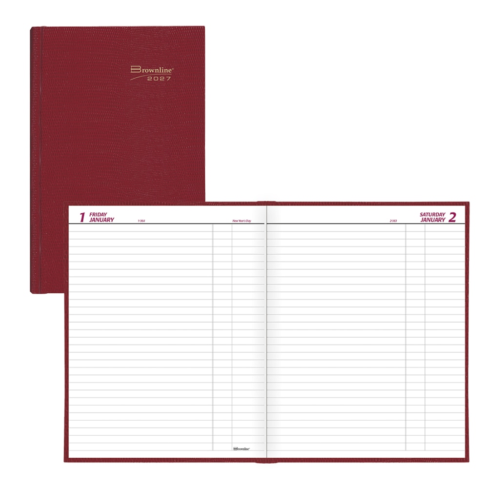 2027 Brownline Traditional Daily Planner, 10in x 7-7/8in, 100% Recycled, Red, January To December, C550.RED, Total Qty 1 MPN:C550.RED-27