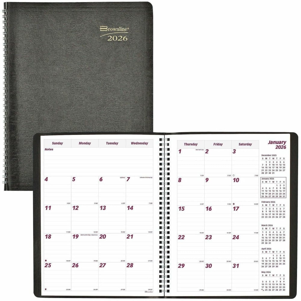 Brownline Monthly Planner, Julian Dates, Monthly, 14 Month, December 2024 to January 2026 MPN:CB1262BLK