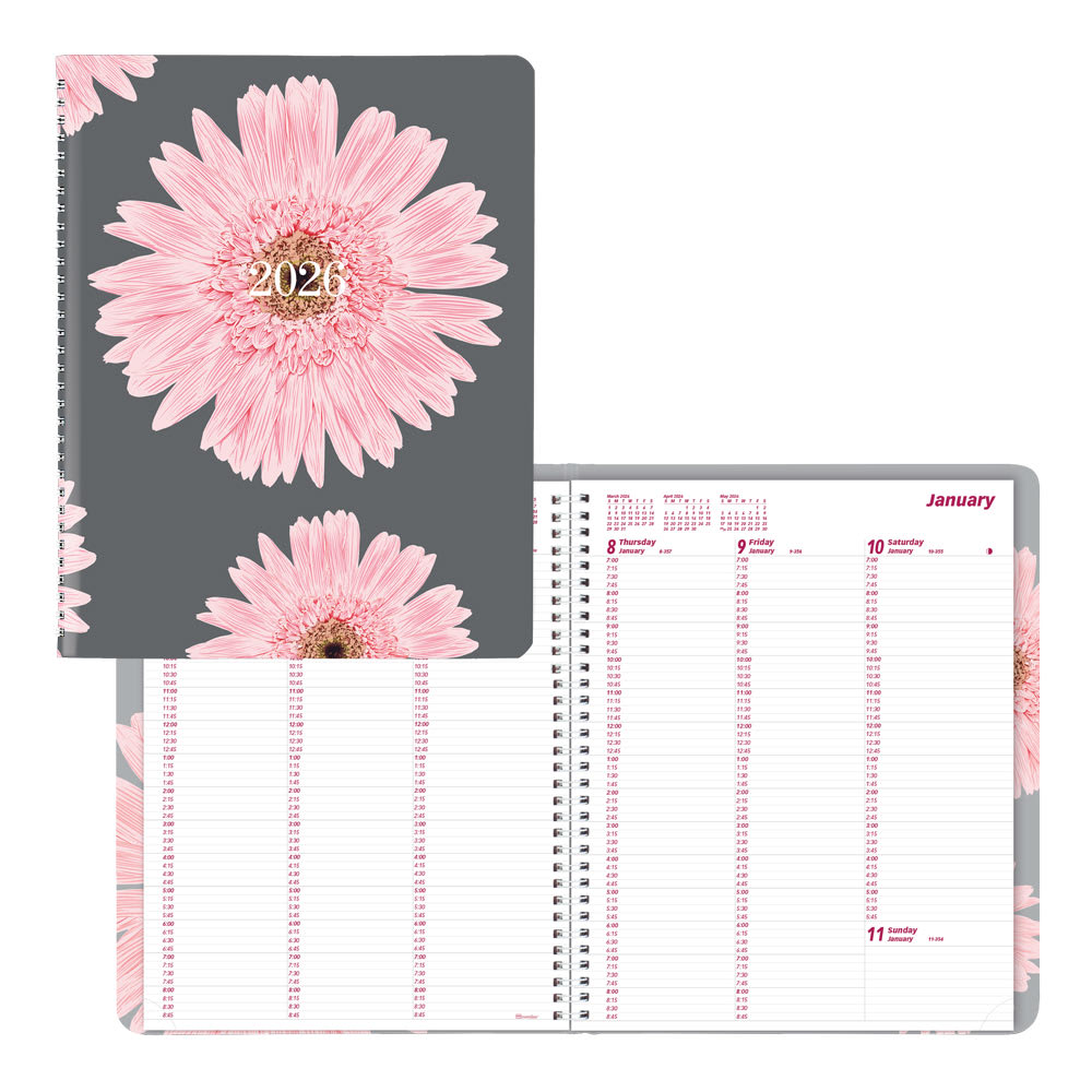 2026 Brownline Essential Weekly Appointment Planner, 11in x 8-1/2in, 50% Recycled, Pink Daisy, January To December, CB950G.05 MPN:CB950G.05-26