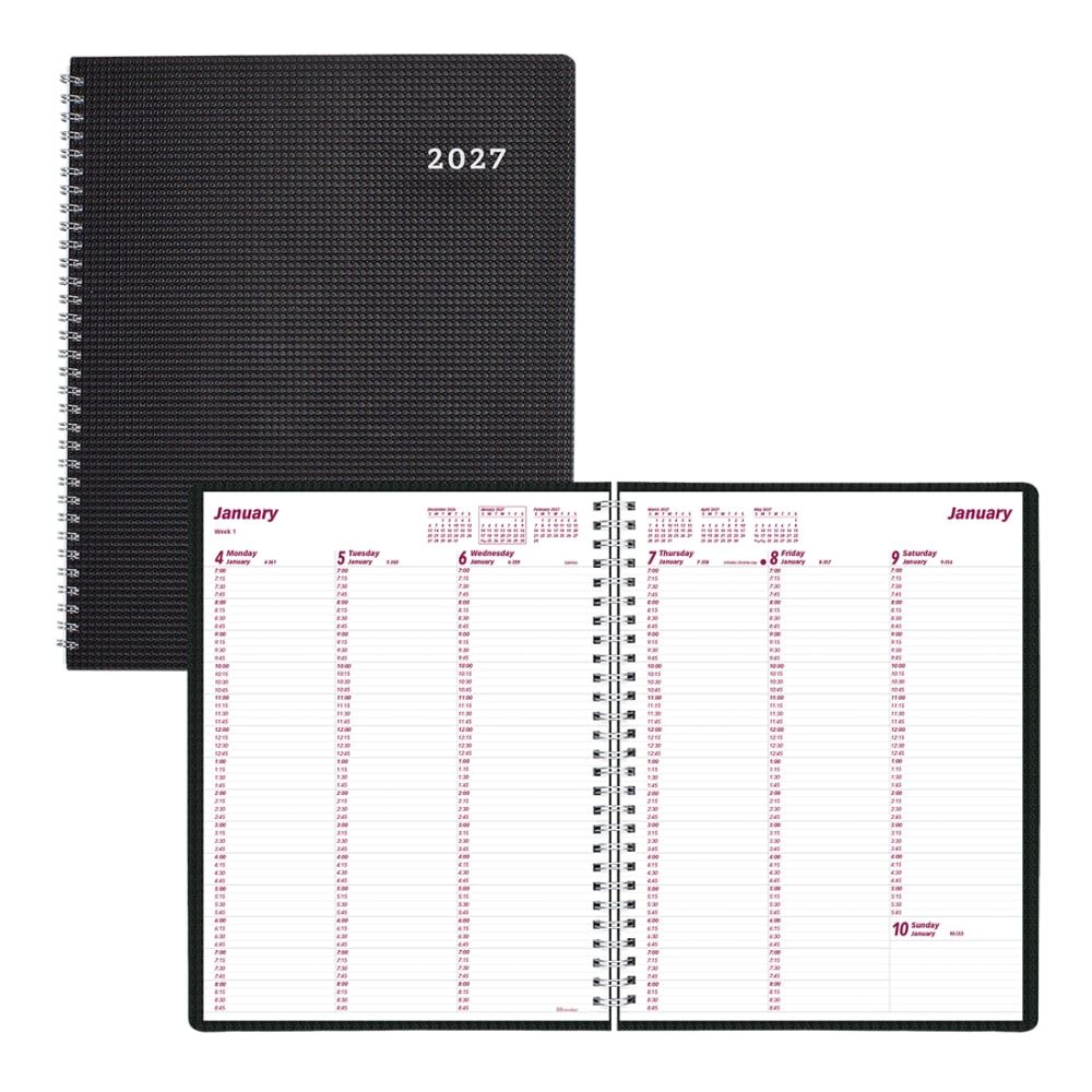 2027 Brownline DuraFlex Weekly Appointment Planner, 11in x 8-1/2in, 100% Recycled, Black, January To December, CB950V.BLK, Total Qty 1 MPN:CB950V.BLK-27