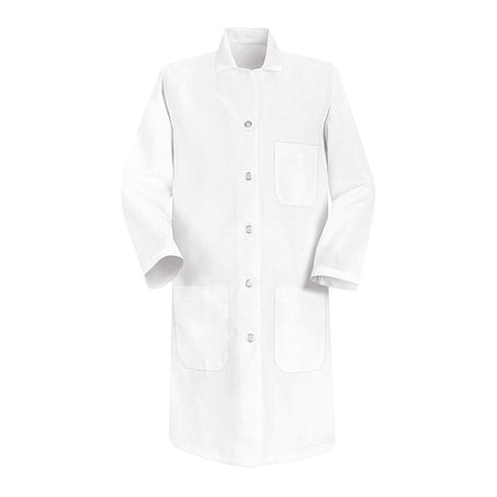 Lab Coat, Cotton Poplin/Polyester, 3 Pockets, Button MPN:5210WH RG M