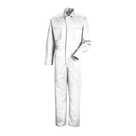 CC16 Mens Button Front Cotton Coverall, Cotton, 8.5 oz Fabric Weight, White, 40 Long MPN:CC16WH LN 40