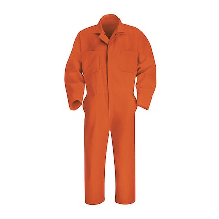 Mns Ls Orange Action Back Coverall, XL, Cotton/Polyester, Two-Way Brass Zipper MPN:CT10OR LN 48