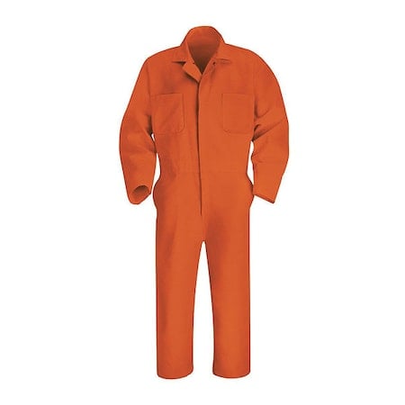 Mns Ls Orange Action Back Coverall, XL, Cotton/Polyester, Two-Way Brass Zipper MPN:CT10OR LN 50