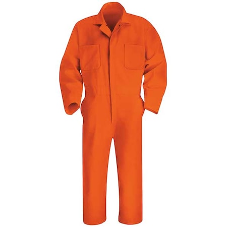 CT10 Coverall, Cotton/Polyester, 7.25 oz Fabric Weight, 30 in Inseam, Orange, 40 Regular MPN:CT10OR RG 40
