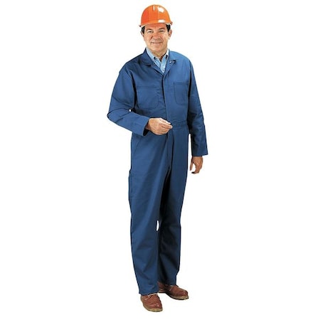 CT10 Coverall, Cotton/Polyester, 7.25 oz Fabric Weight, 34 in Inseam, Blue, 44 Long MPN:CT10PB LN 44