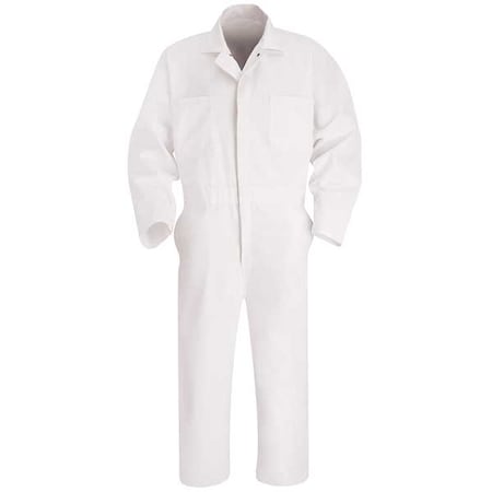 Coverall, 35% Cotton, 65% Polyester, 7.25 oz Fabric Weight, 30 in Inseam, White, 46 Regular MPN:CT10WH RG 46