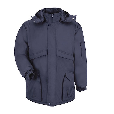 Parka, 65% Polyester/35% Cotton, Double-Slider Head Zipper, Navy, L MPN:JP70NV LN L