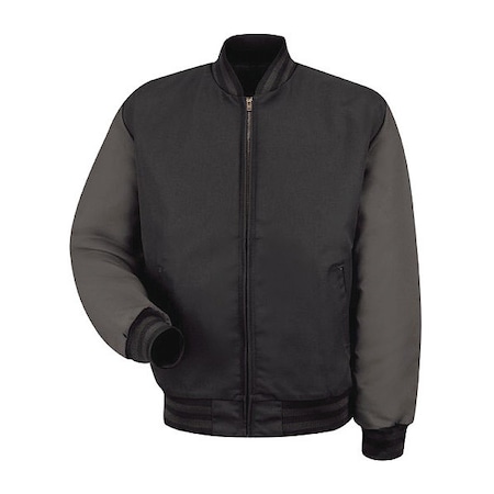 Men's Jacket, 65% Polyester/35% Cotton, Brass Zipper, Black/Charcoal, XL MPN:JT40BC RG XL
