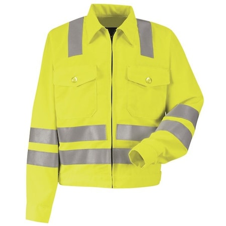 Hi-Vis Jacket, 100% Polyester, Fluorescent Yellow/Green, Xl MPN:JY32AB LN 48