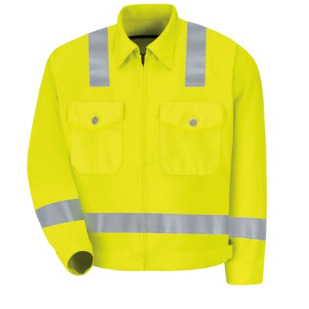 Hi-Vis Jacket, 100% Polyester, Fluorescent Yellow/Green, M MPN:JY32HV LN 42