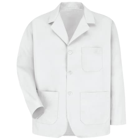 Men's Mens White Office Coat 80/20, Cotton/Polyester, Buttons, White, XL MPN:KP10WH LN XL