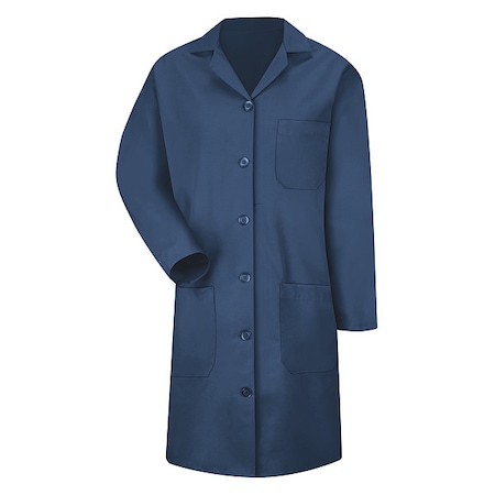 Lab Coat, Cotton Poplin/Polyester, 3 Pockets, Button MPN:KP13NV RG L