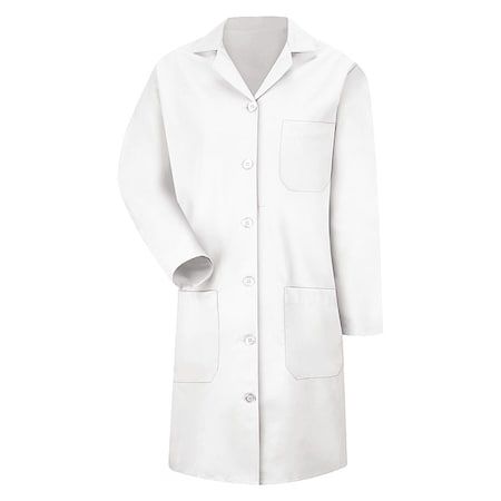 Lab Coat, Cotton Poplin/Polyester, 3 Pockets, Button MPN:KP13WH RG S