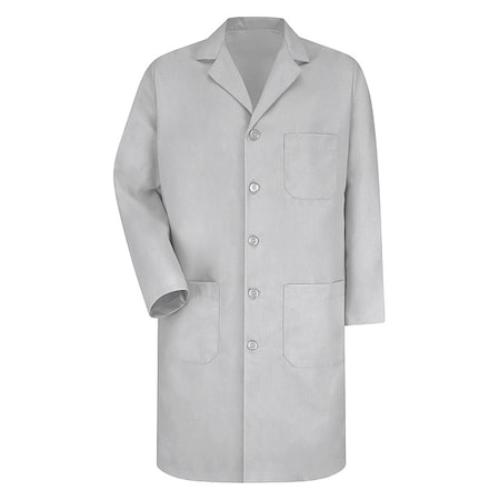 Lab Coat, Cotton Poplin/Polyester, 3 Pockets, Button MPN:KP14GY RG 40