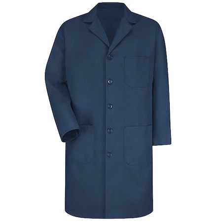 Lab Coat, Cotton Poplin/Polyester, 3 Pockets, Button MPN:KP14NV LN 42