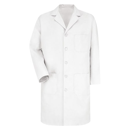 Lab Coat, Cotton Poplin/Polyester, 3 Pockets, Button MPN:KP14WH RG 48