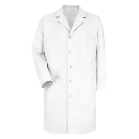 Lab Coat, Cotton Poplin/Polyester, 3 Pockets, Button MPN:KP14WH RG 58