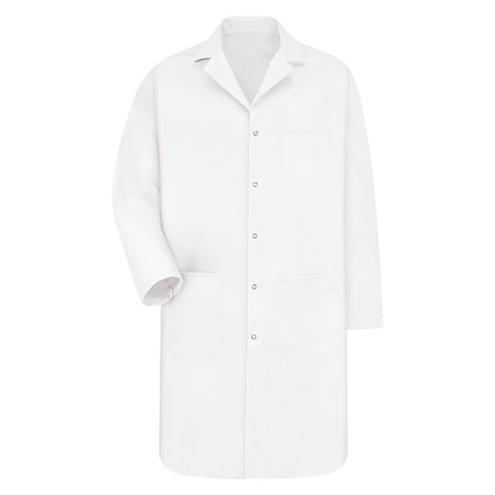 Lab Coat, Polyester/Combed Cotton, 3 Pockets, Snaps MPN:KP18WH LN L