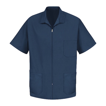 Men's Mens Zip Smock, 65% Polyester / 35% Cotton, Zipper Front, Navy, L MPN:KP44NV SS L