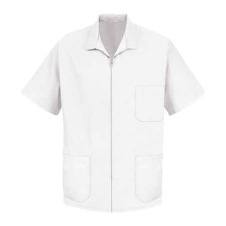 Men's Mens Zip Smock, 65% Polyester / 35% Cotton, Zipper Front, White, M MPN:KP44WH SS M