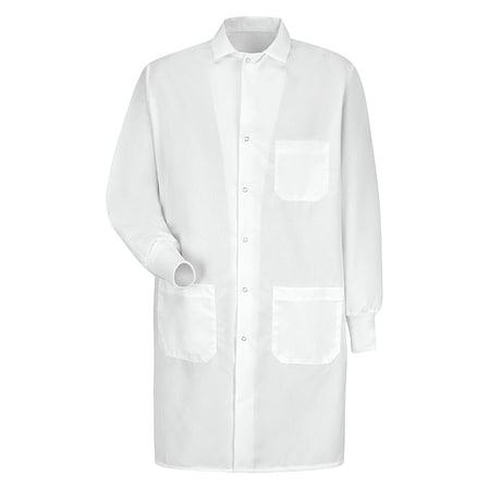 Lab Coat, Cotton Poplin/Polyester, 3 Pockets, Snaps MPN:KP72WH RG S