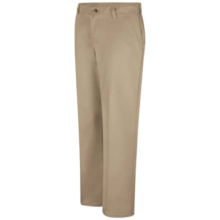Women's Wns Plain Front Cotton Casual Pant, 12, Khaki, Cotton MPN:PC45KH 12 32