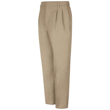 Men's Men's Pleated Twill Pant, 29 in, Khaki, 64% Polyester/35% Cotton MPN:PT38KH 29 32