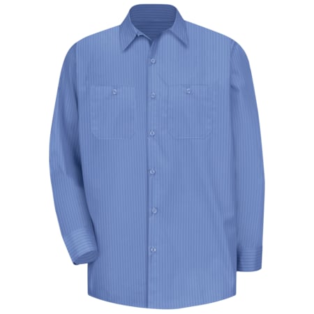 Men's Long Sleeve Work Shirt, 65% Polyester / 35% Cotton, Button Front, Blue, M MPN:SB12BS RG M