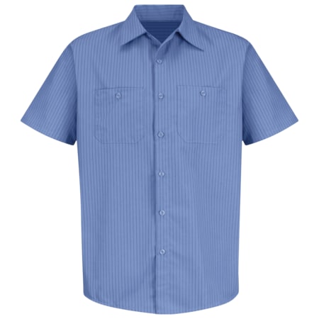 Men's Short Sleeve Work Shirt, 65% Polyester / 35% Cotton, Button Front, Blue, L MPN:SB22BS SS L