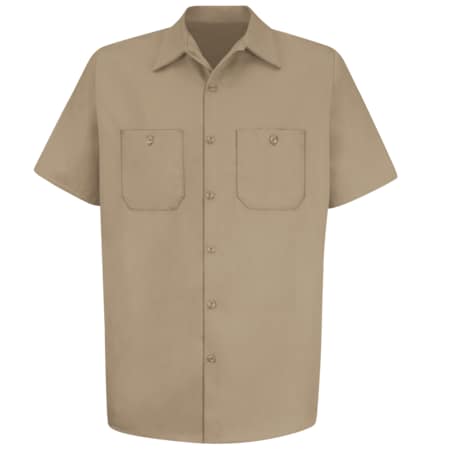 Men's Short Sleeve Work Shirt, Cotton, Button Fronts, 2 Pocket(s), Tan, XL MPN:SC40KH SS XL