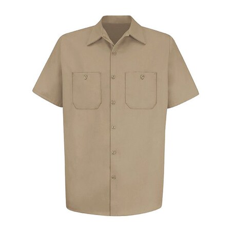 Men's Short Sleeve Work Shirt, Cotton, Button Fronts, 2 Pocket(s), Tan, XL MPN:SC40KH SSLXL
