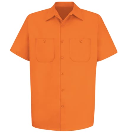 Men's Short Sleeve Work Shirt, Cotton, Button Fronts, 2 Pocket(s), Orange, S MPN:SC40OR SS S