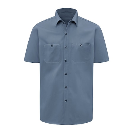 Men's Short Sleeve Work Shirt, Cotton, Button Fronts, 2 Pocket(s), Postman Blue, L MPN:SC40PB SSLL