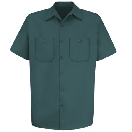 Men's Short Sleeve Work Shirt, Cotton, Button Fronts, 2 Pocket(s), Green, M MPN:SC40SG SS M