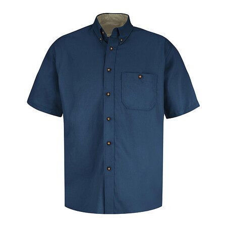Men's Short Sleeve Dress Shirt, Cotton, Button Fronts, 1 Pocket(s), Navy/Stone, 3XL MPN:SC64NV SS 3XL