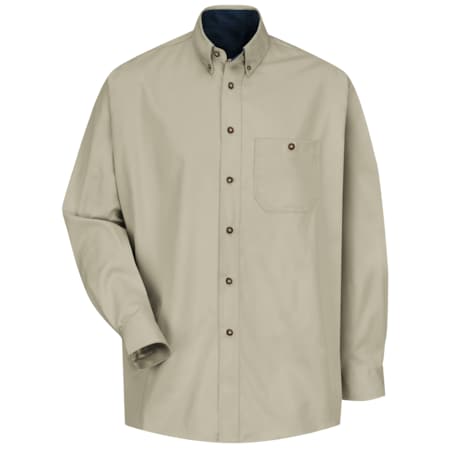 Men's Long Sleeve Dress Shirt, Cotton, Button Fronts, 1 Pocket(s), Stone/Navy, M MPN:SC74ST M 345