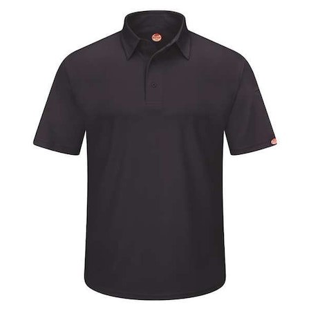 Men's Short Sleeve Polo, Polyester, Button, 2 Pocket(s), Black, L MPN:SK90BK SS L