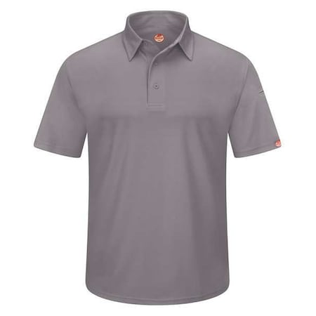 Men's Short Sleeve Polo, Polyester, Button, 2 Pocket(s), Gray, M MPN:SK90GY SS M