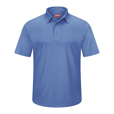 Men's Short Sleeve Polo, Polyester, Button, 2 Pocket(s), Medium Blue, M MPN:SK90MB SS M