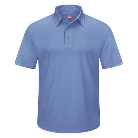 Men's Short Sleeve Polo, Polyester, Button, 2 Pocket(s), Medium Blue, S MPN:SK90MB SS S