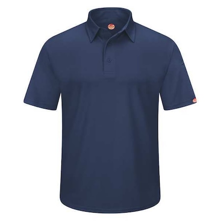 Men's Short Sleeve Polo, Polyester, Button, 2 Pocket(s), Navy, 3XL MPN:SK90NV SS 3XL