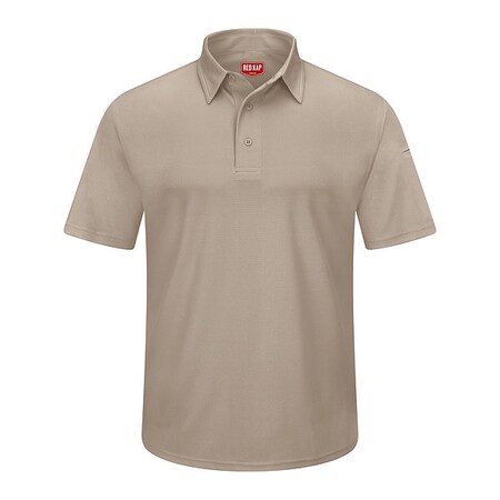 Men's Short Sleeve Polo, Polyester, Button, 2 Pocket(s), Tan, 5XL MPN:SK90TN SS 5XL
