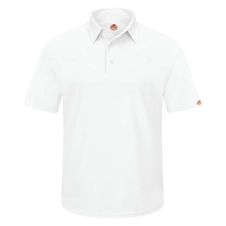 Men's Short Sleeve Polo, Polyester, Button, 2 Pocket(s), White, 3XL MPN:SK90WH SS 3XL
