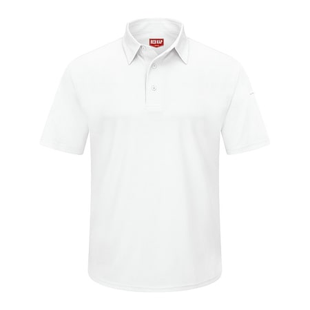 Men's Short Sleeve Polo, Polyester, Button, 2 Pocket(s), White, S MPN:SK90WH SS S