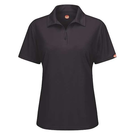 Women's Short Sleeve Polo, Polyester, Button, 0 Pocket(s), Black, S MPN:SK91BK SS S